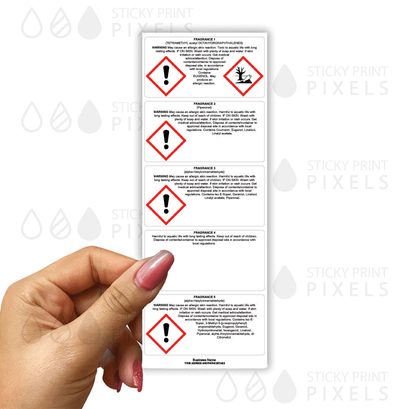 5 Fragrance Snapbar CLP 44mm x 118mm (20 stickers)