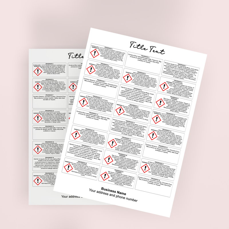 Advent CLP Labels for up to 24 or 25 Fragrances – Vertical (10 labels)