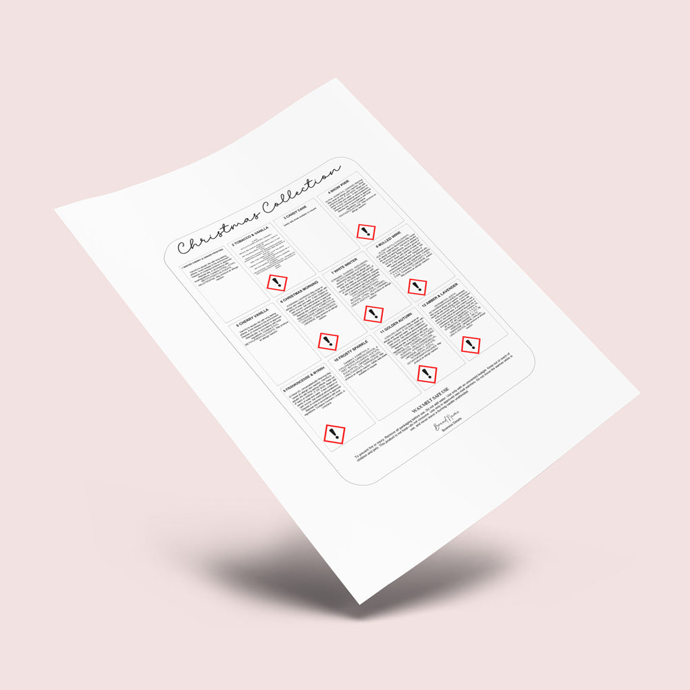 12 fragrance CLP Labels for FOS 24 cell heart and star clams