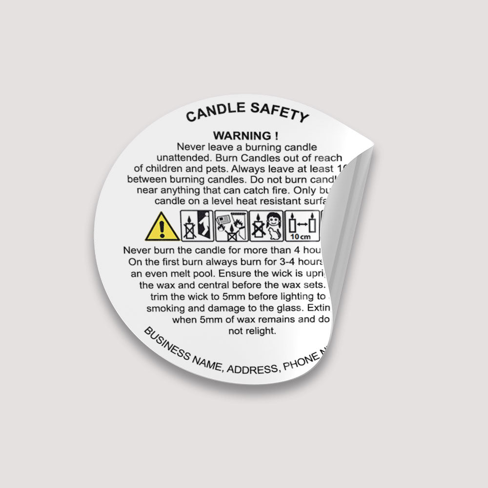 51mm Round Custom address candle safety labels - by Sticky Print Pixels