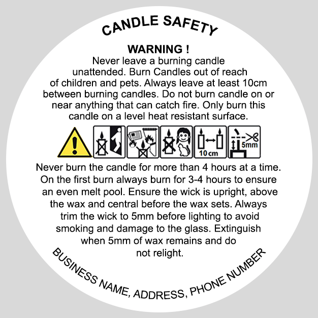 51mm Round Custom address candle safety labels - by Sticky Print Pixels