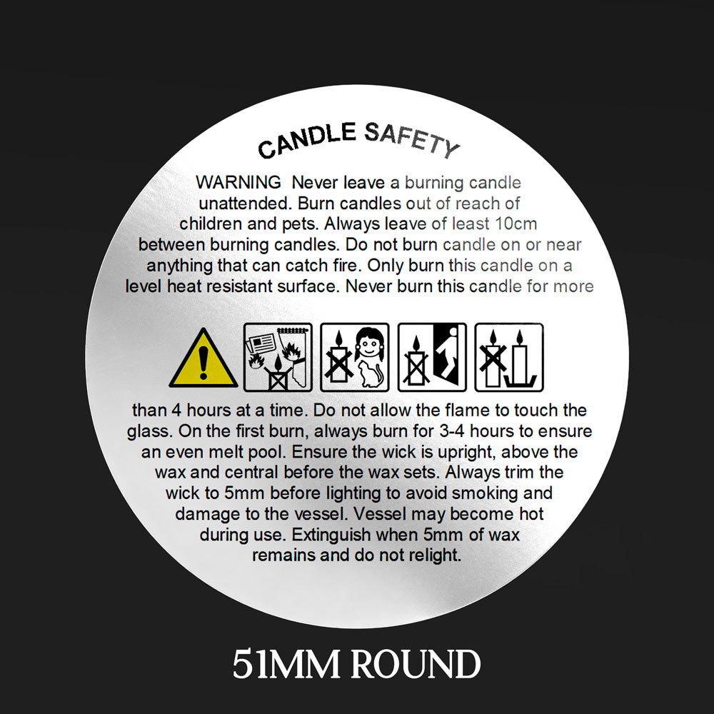candle safety labels 51mm Round