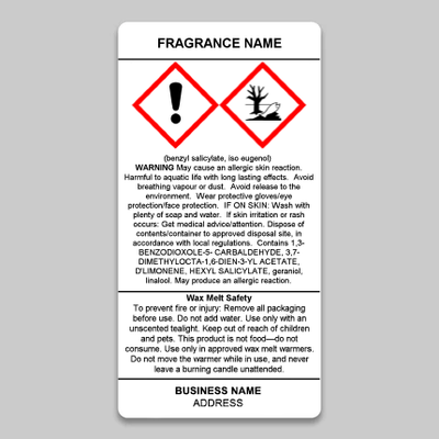 Custom GB CLP Label Printing for Wax Melts & Non-Hazardous Bases