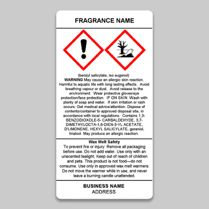 CLP labels (10% non hazardous base clp)
