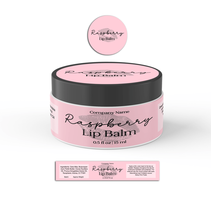 Custom Lip Balm Labels – 33mm Round & 15mm x 90mm Wraps (12 Sets) - by Sticky Print Pixels