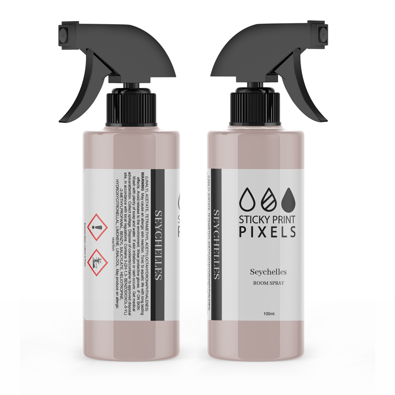 Design 3 Room Spray CLP Labels with Logo (Non-Hazardous Base) – (10 Stickers)