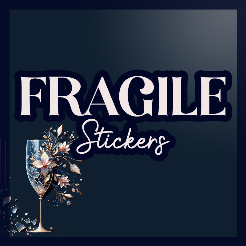 Fragile Stickers 45mm round (multi design choice)