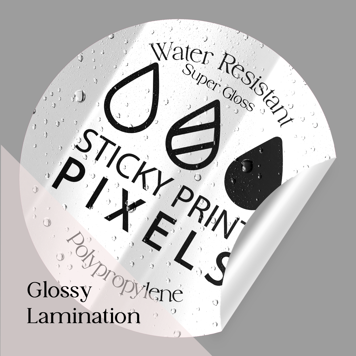 Super Glossy Water Resistant Polypropylene Stickers