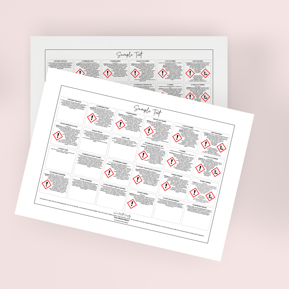 Advent CLP Labels for up to 24 Fragrances – Horizontal (10 labels)