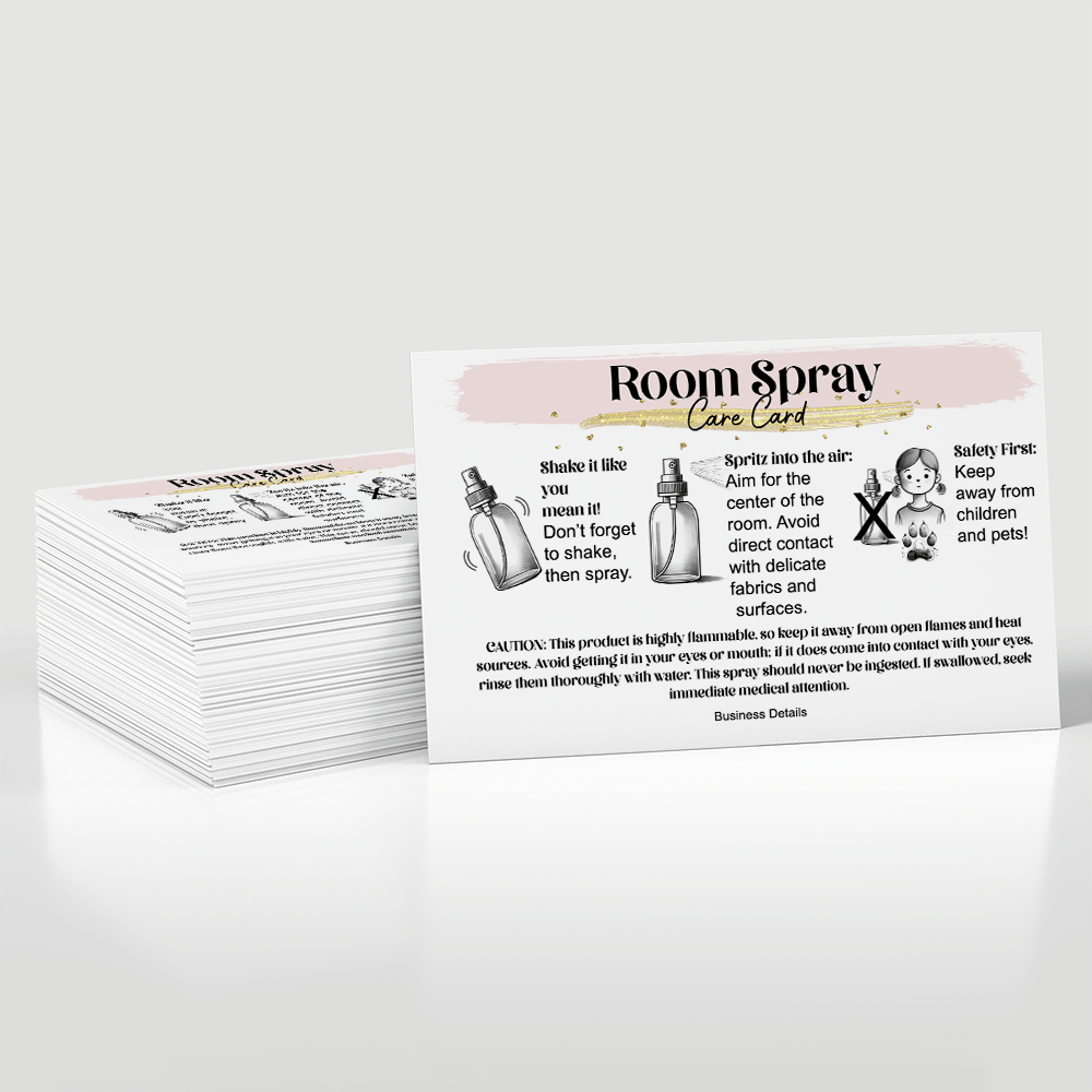 Room Spray Care Cards (10 cards) - by Sticky Print Pixels