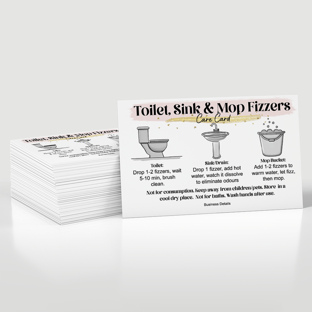 Sink Mop Toilet Fizzer Care Cards (10 cards) (Copy) - by Sticky Print Pixels