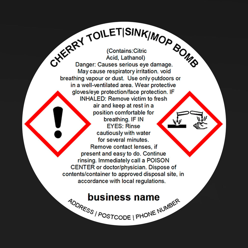 Custom GB CLP Label Printing for Sink, Mop & Toilet Bombs