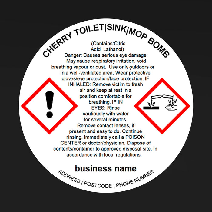 CLP Labels for Sink, Mop & Toilet Bombs | Custom GB CLP Label Printing ...