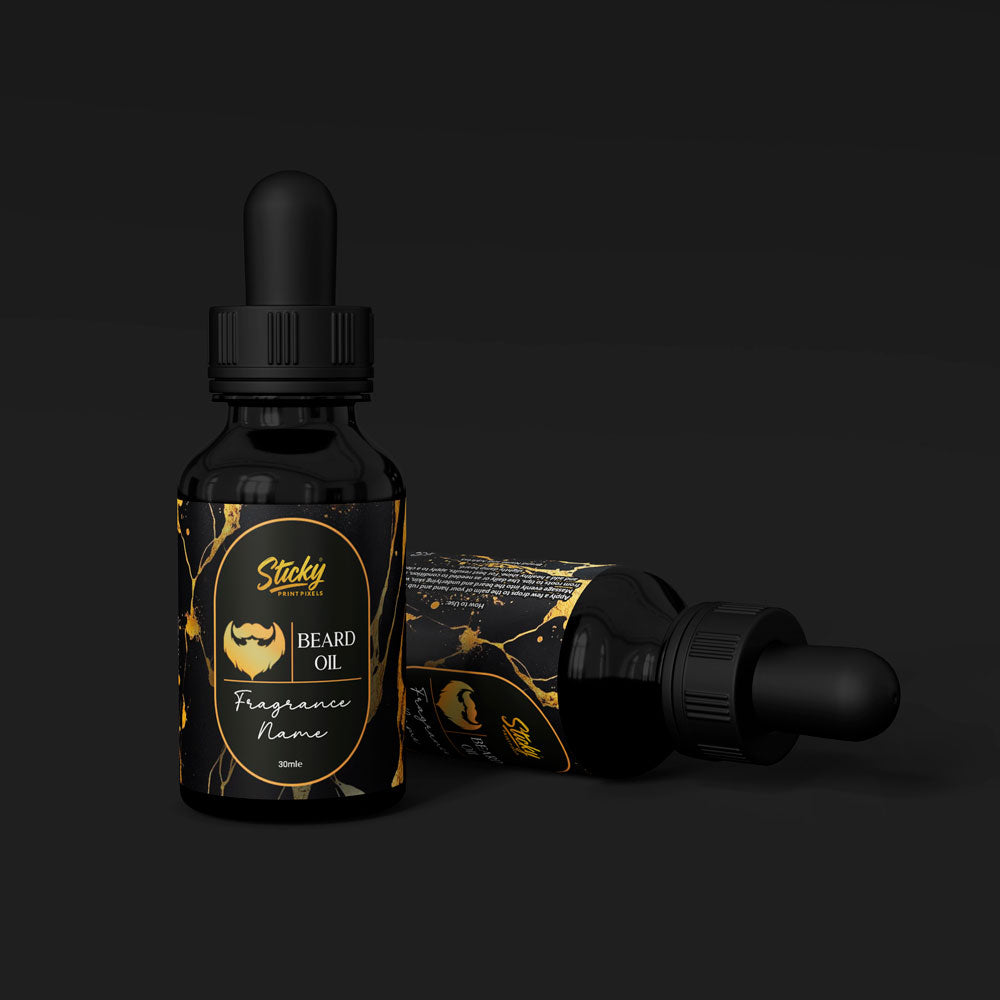 Black & Gold Beard Oil Labels – 40mm × 80mm