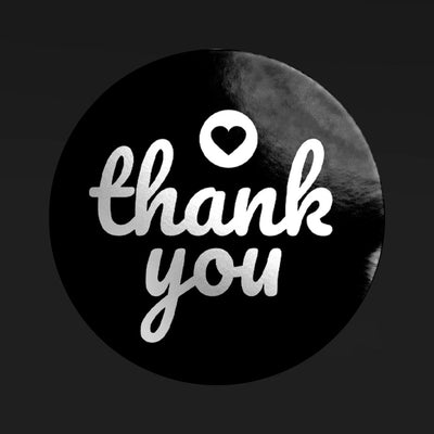 Black Thank You (24 stickers)